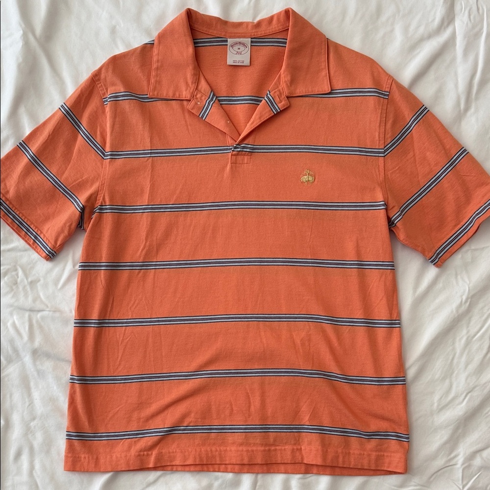 Brooks Brothers Polo in Orange with Blue Stripes